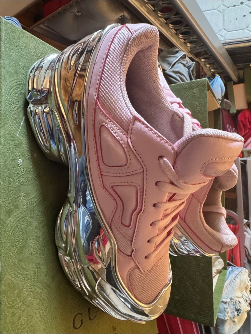 Raf Simons Pink Sneakers with Silver Accents